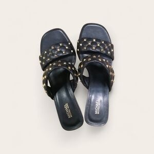 Michael Kors Black and Gold Studded Sandals